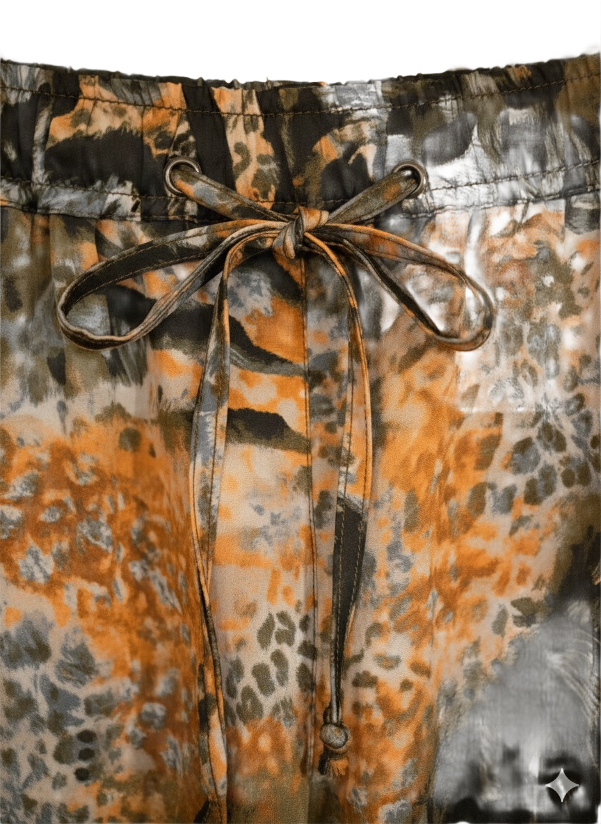 Fire Orange Tiger Print Silk Relaxed Shorts