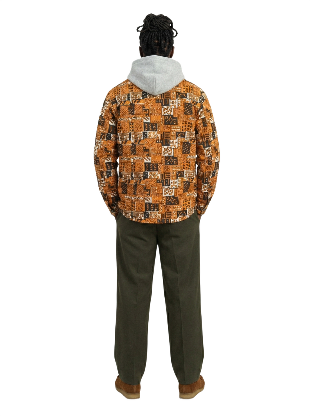 Akoma Burnt Orange & Black Ankara Print Padded Jacket