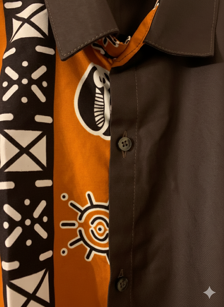 Combination Shell Cocoa Earth Brown & Burnt Orange Short Sleeve Shirt