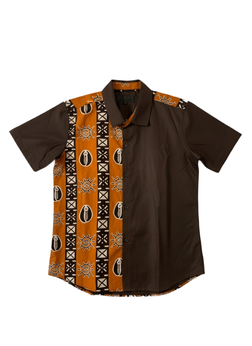Combination Shell Cocoa Earth Brown & Burnt Orange Short Sleeve Shirt