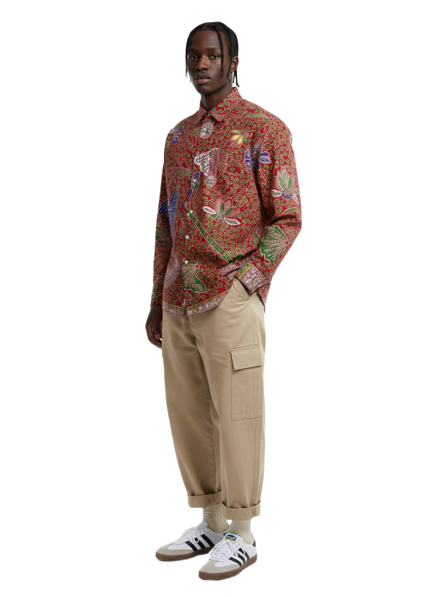 Chemise à manches longues Ankara à motif circulaire avec poche avant