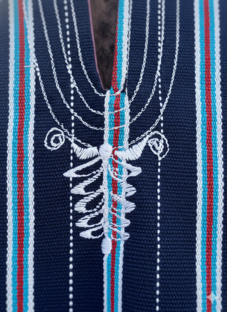 Blouse unisexe tissée à la main - Mono rayure noire et blanche #SMK714