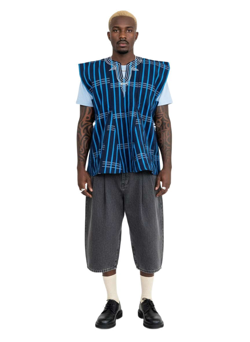 Double Blue Navy Handwoven Batakari Fugu