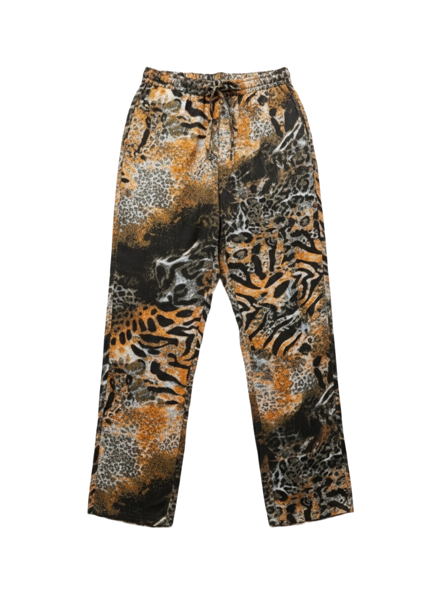 Fire Orange Tiger Print Silk Relaxed Trousers