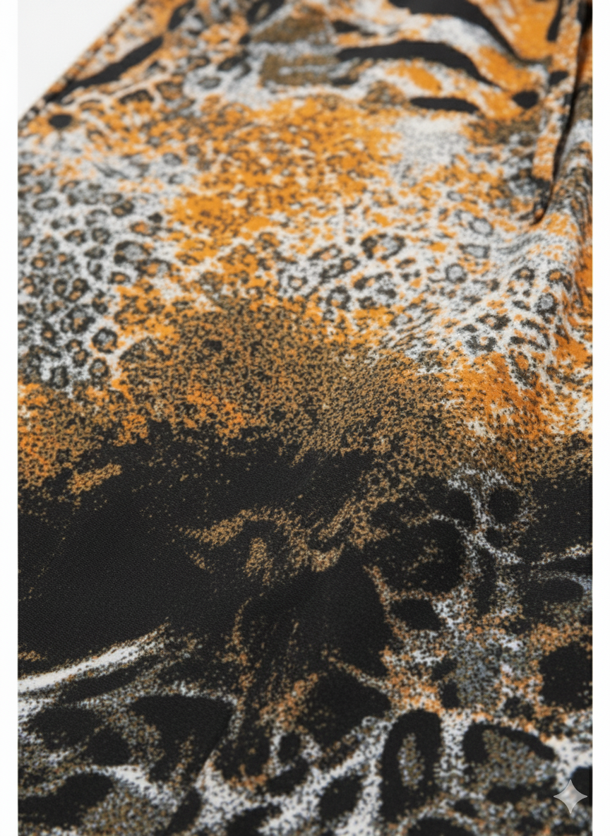 Fire Orange Tiger Print Silk Relaxed Trousers