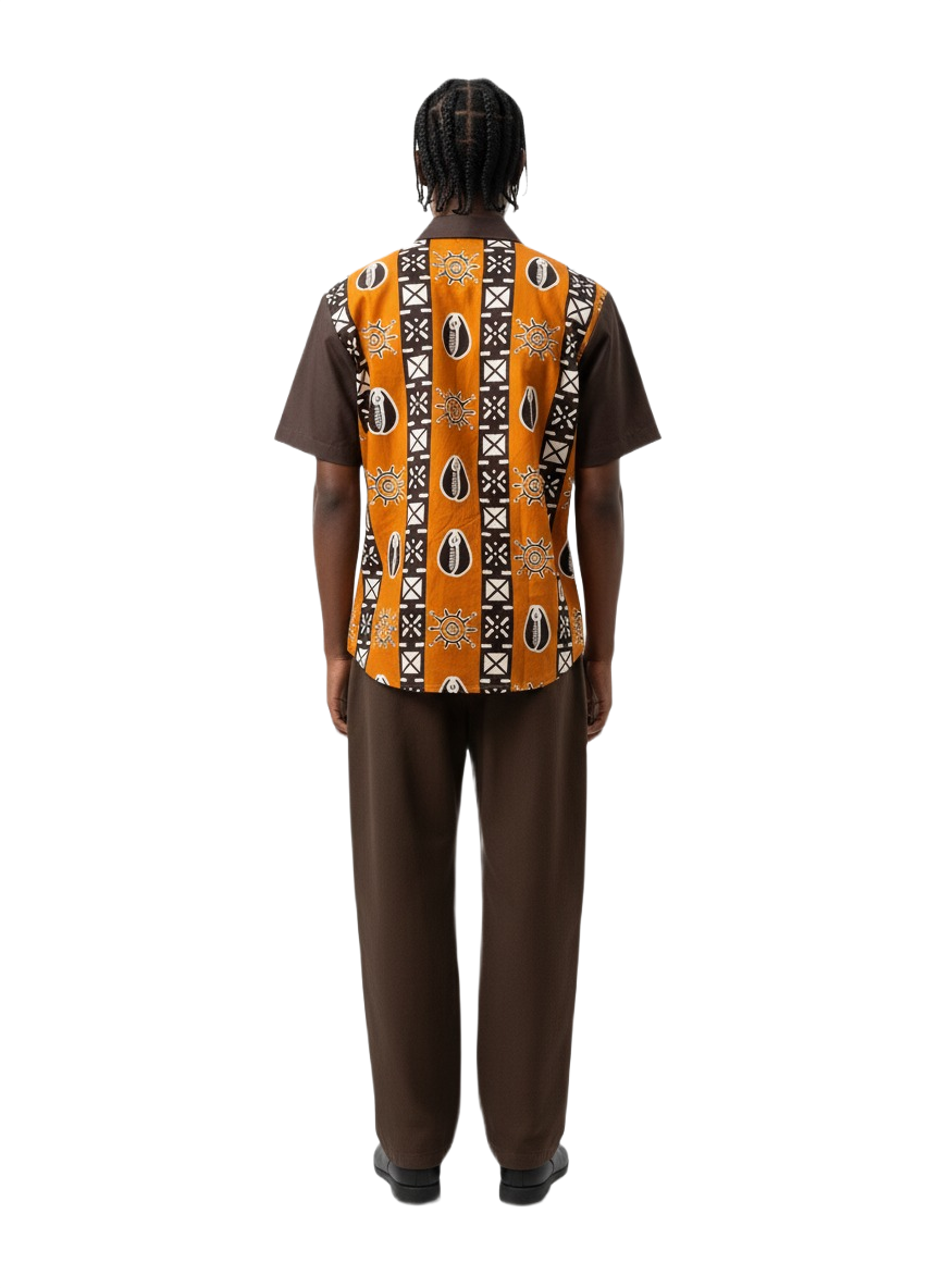 Combination Shell Cocoa Earth Brown & Burnt Orange Short Sleeve Shirt