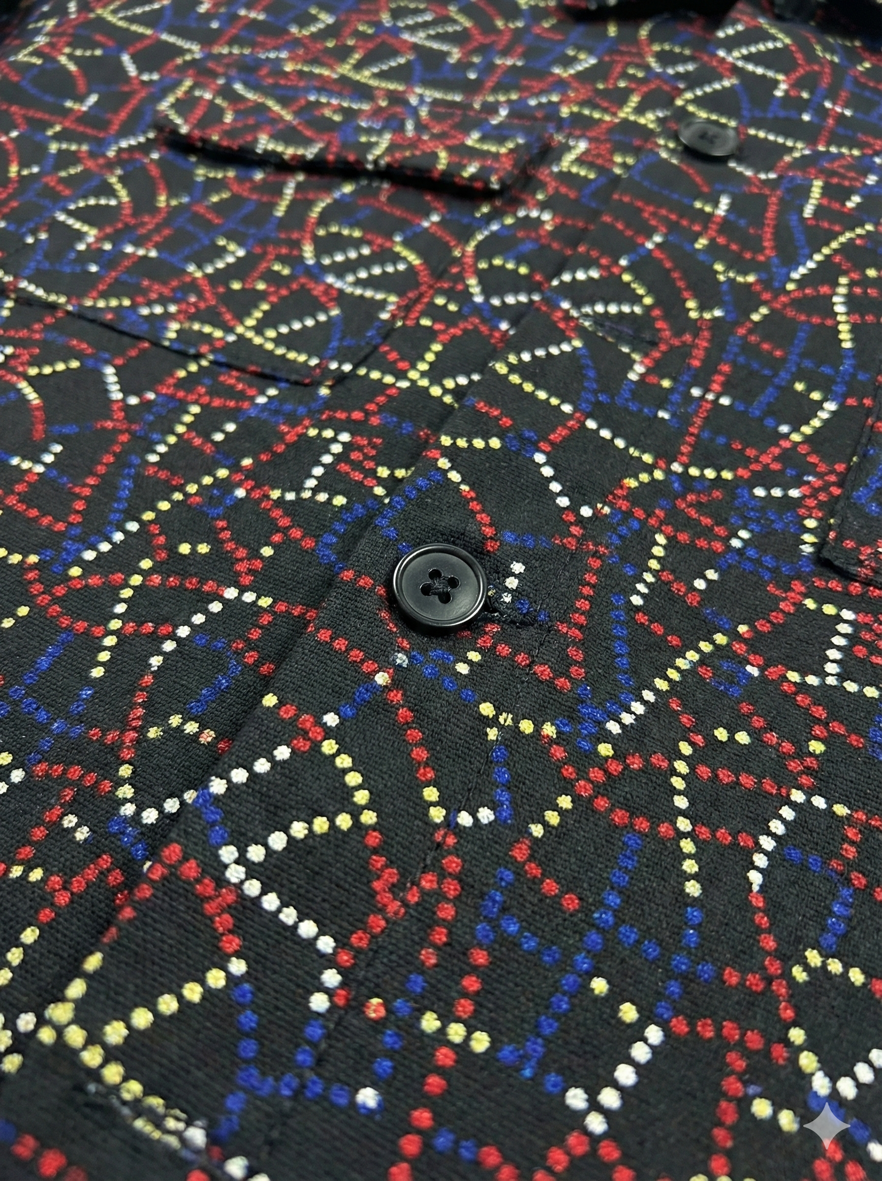 Dotted Colour Palette & Black Ankara Print Padded Jacket