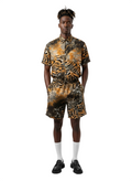 Fire Orange Tiger Print Silk Relaxed Shorts
