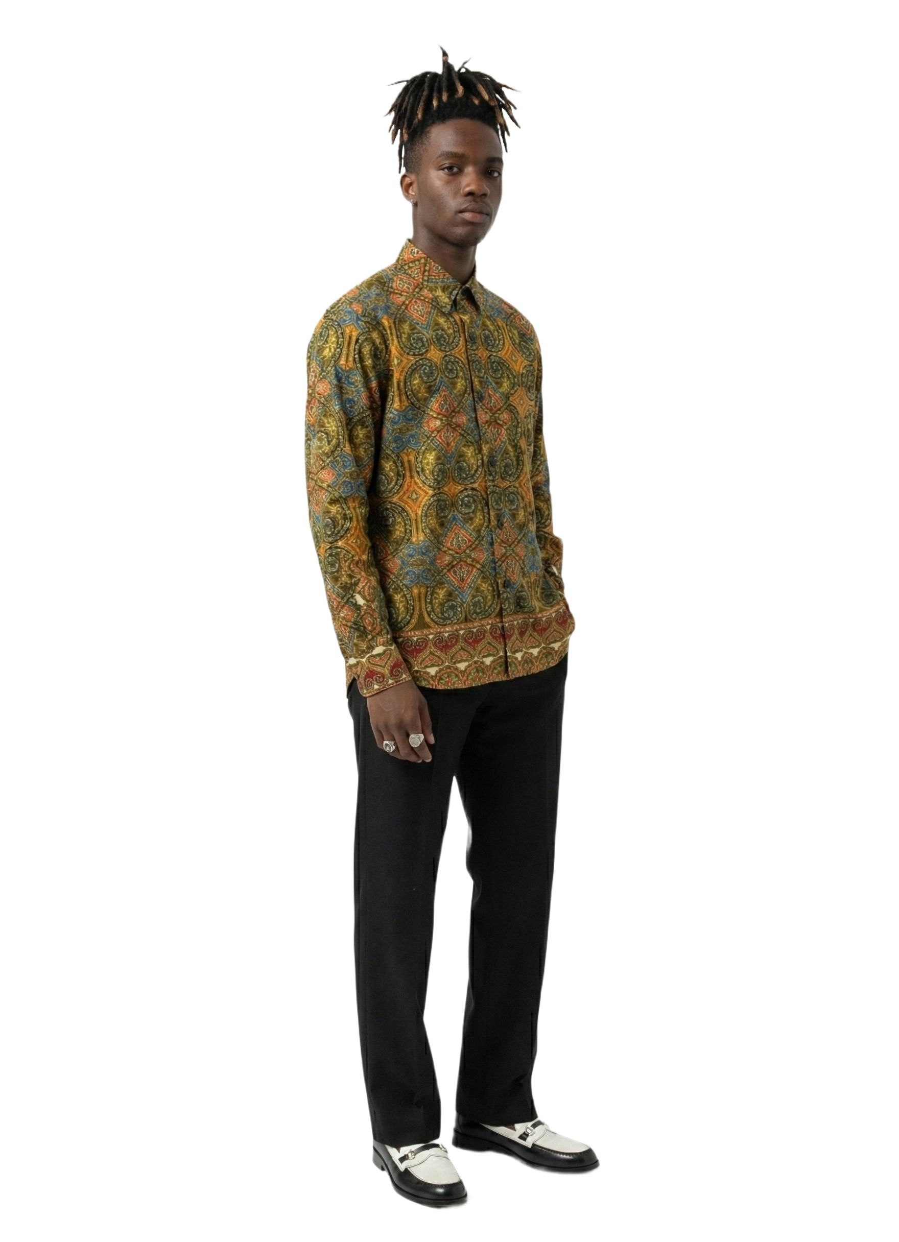 Osahene Regency Design Marigold Honey Pattern Wax Ankara Long Sleeve Shirt