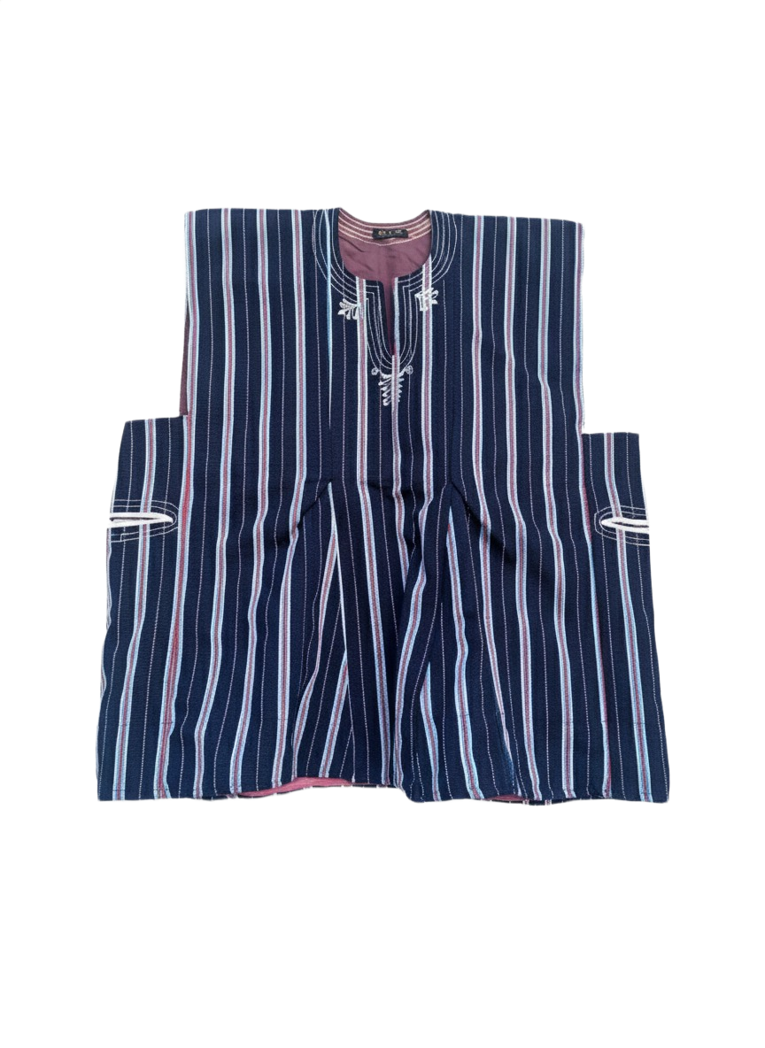 Blouse unisexe tissée à la main - Mono rayure noire et blanche #SMK714