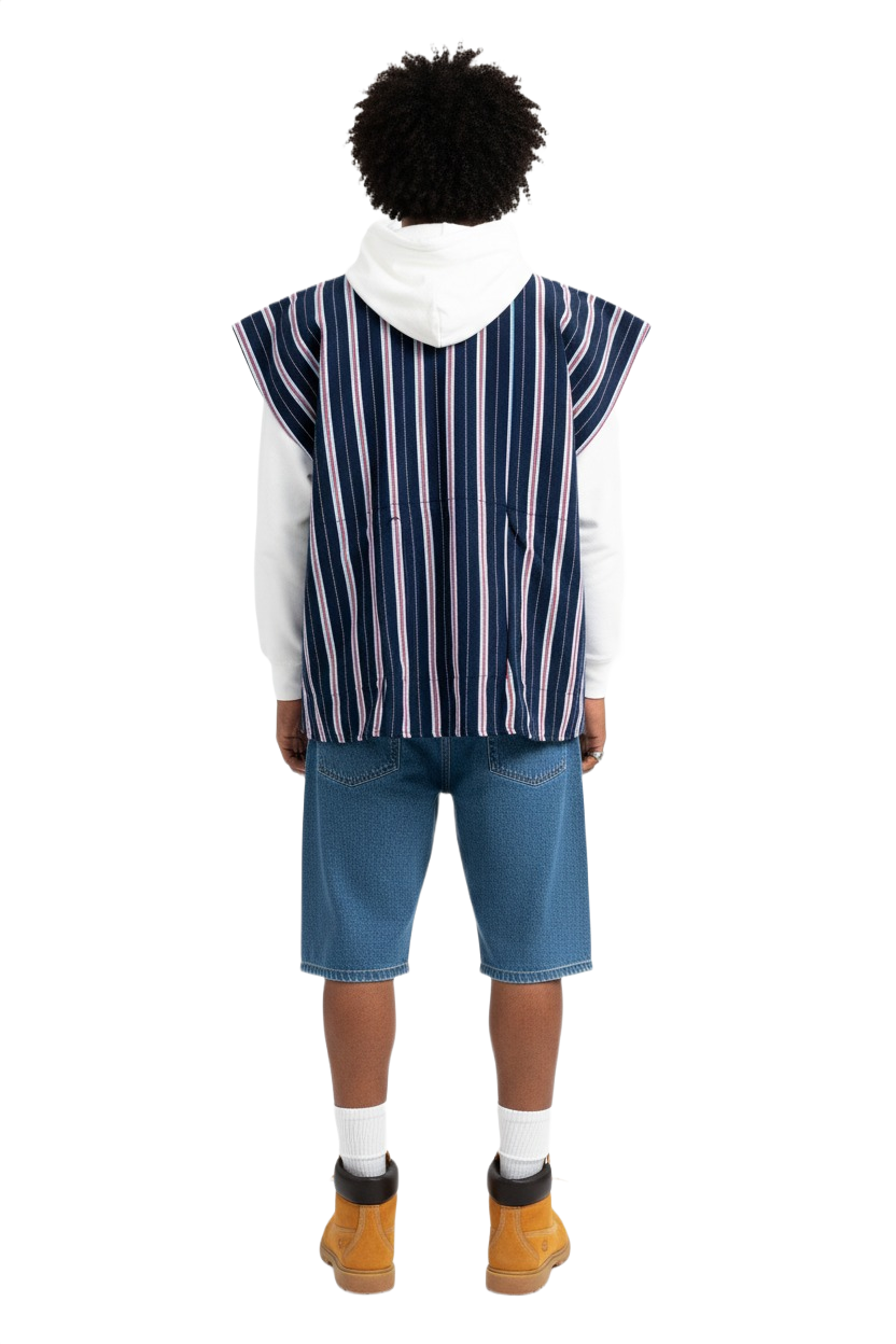 Blouse unisexe tissée à la main - Mono rayure noire et blanche #SMK714