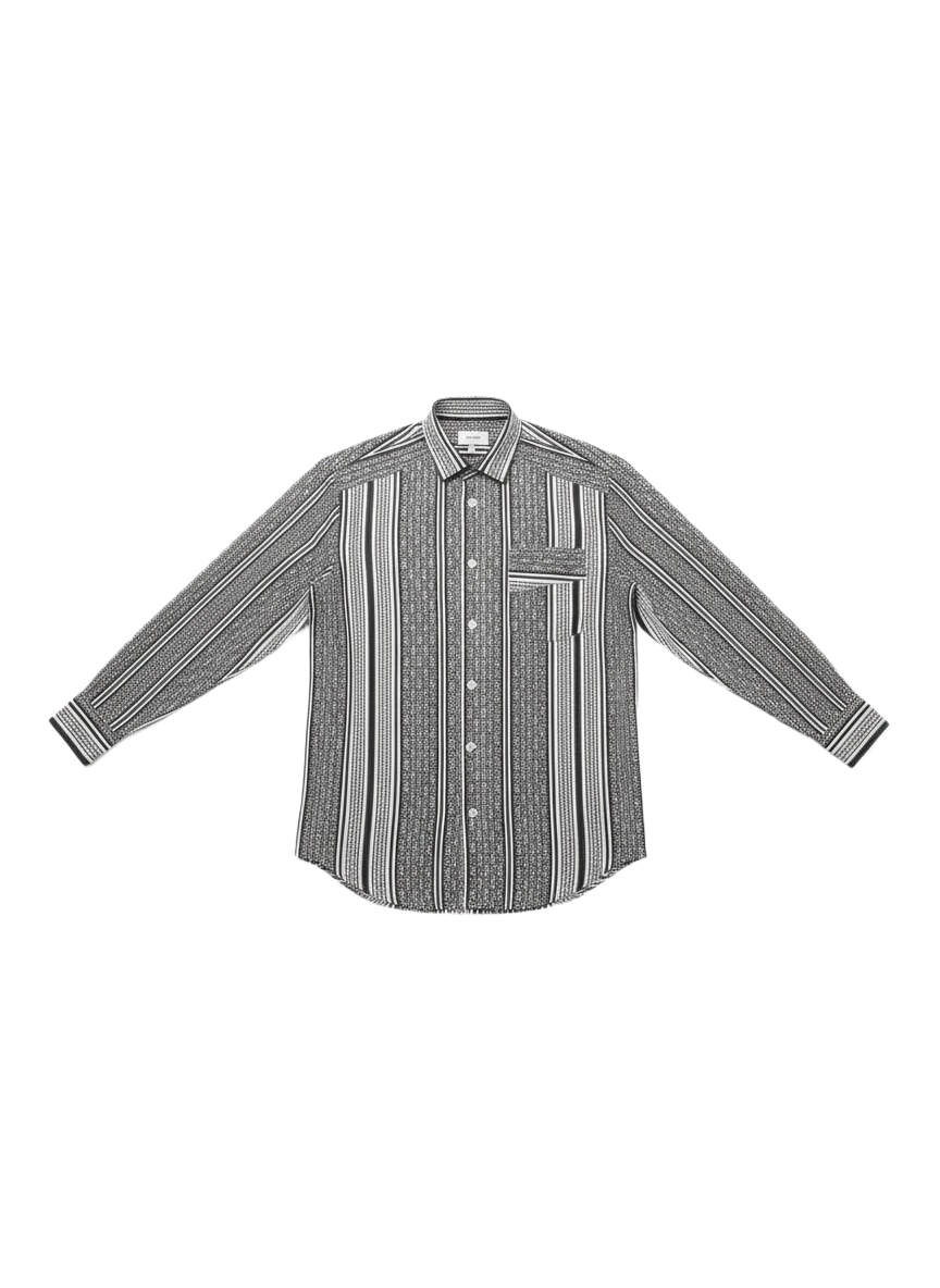 Striped Monochrome Black & White Ankara Shirt