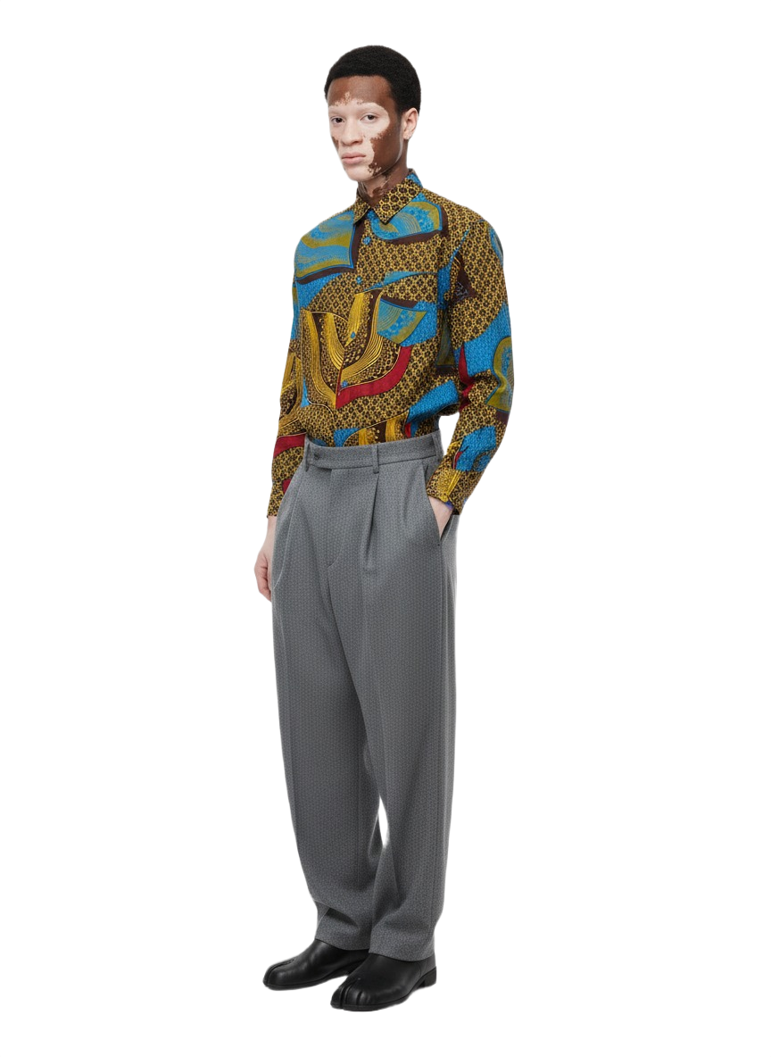 Chemise à manches longues Ankara à motif circulaire avec poche avant