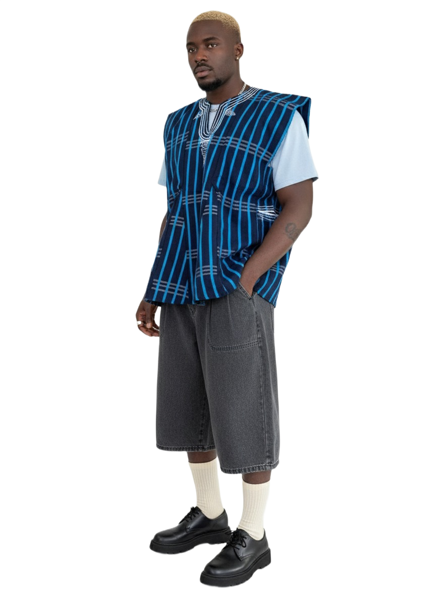 Double Blue Navy Handwoven Batakari Fugu