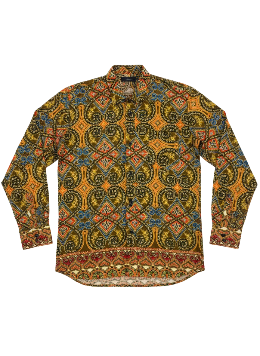 Osahene Regency Design Marigold Honey Pattern Wax Ankara Long Sleeve Shirt