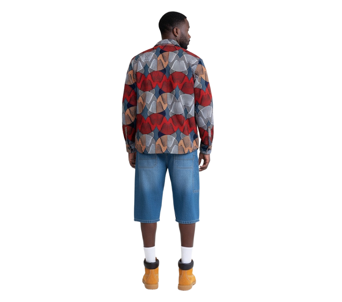 Geometric Design Blue, Orange, Red & White Padded Jacket