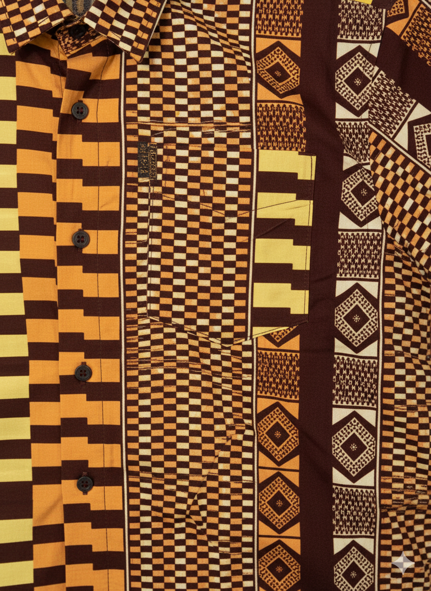 Piano Key Design Sunburst Peach & Burgundy Wax Ankara