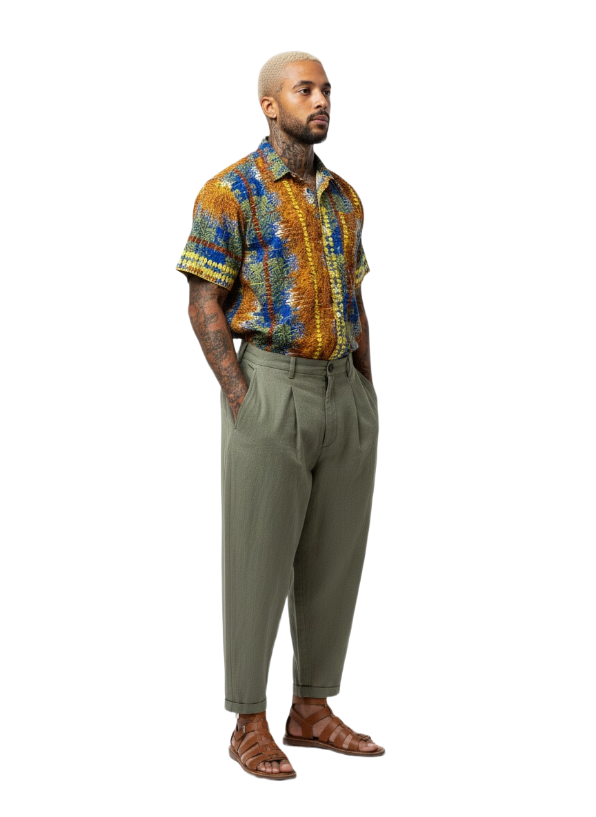 Burnt Orange, Blue & Yellow Color Palette Design Print Short Sleeve Shirt