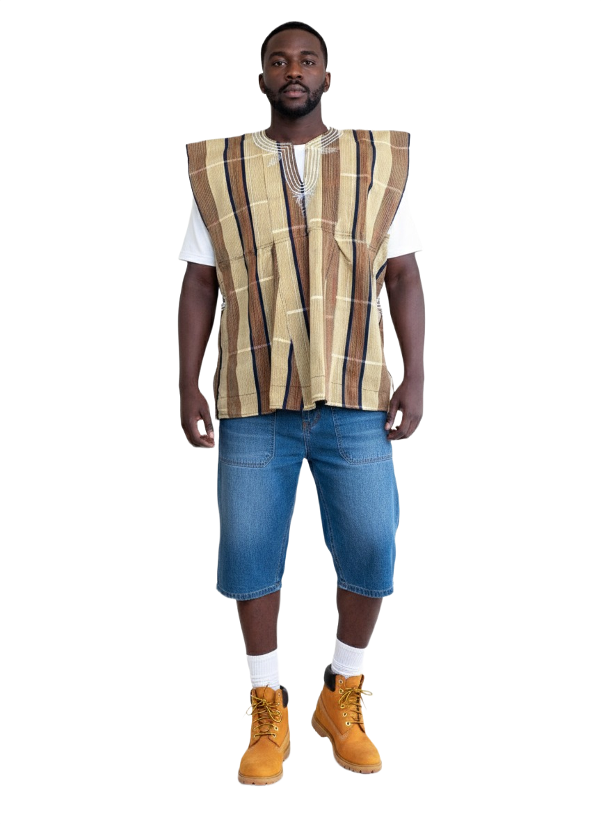 Blouse unisexe tissée à la main - Mono rayure noire et blanche #SMK714