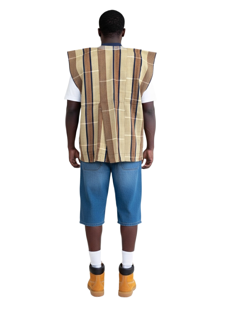 Blouse unisexe tissée à la main - Mono rayure noire et blanche #SMK714