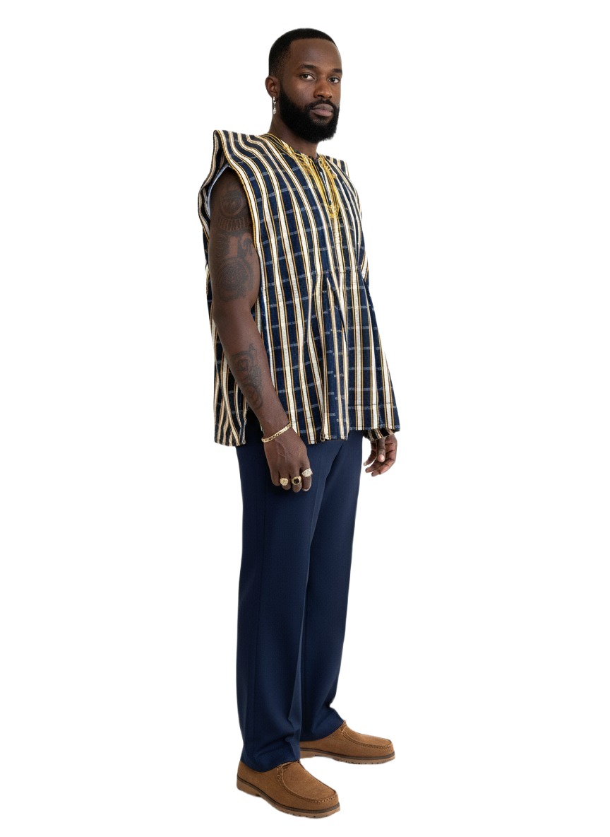 Blouse unisexe tissée à la main - Mono rayure noire et blanche #SMK714