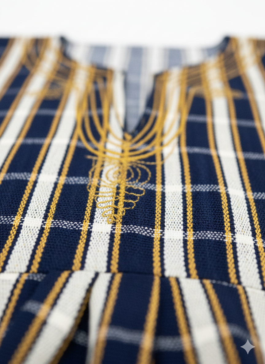 Blouse unisexe tissée à la main - Mono rayure noire et blanche #SMK714