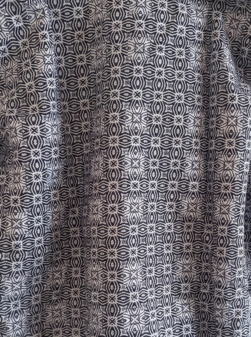 Navy & Lilac Tribal Pattern Ankara Print Short Sleeve Shirt