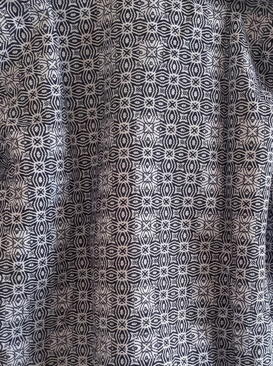 Navy & Lilac Tribal Pattern Ankara Print Short Sleeve Shirt