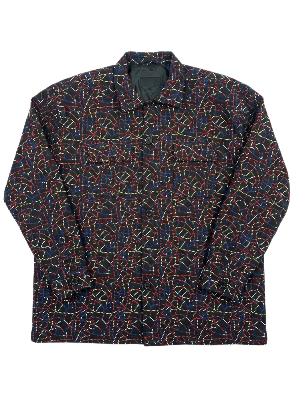 Dotted Colour Palette & Black Ankara Print Padded Jacket