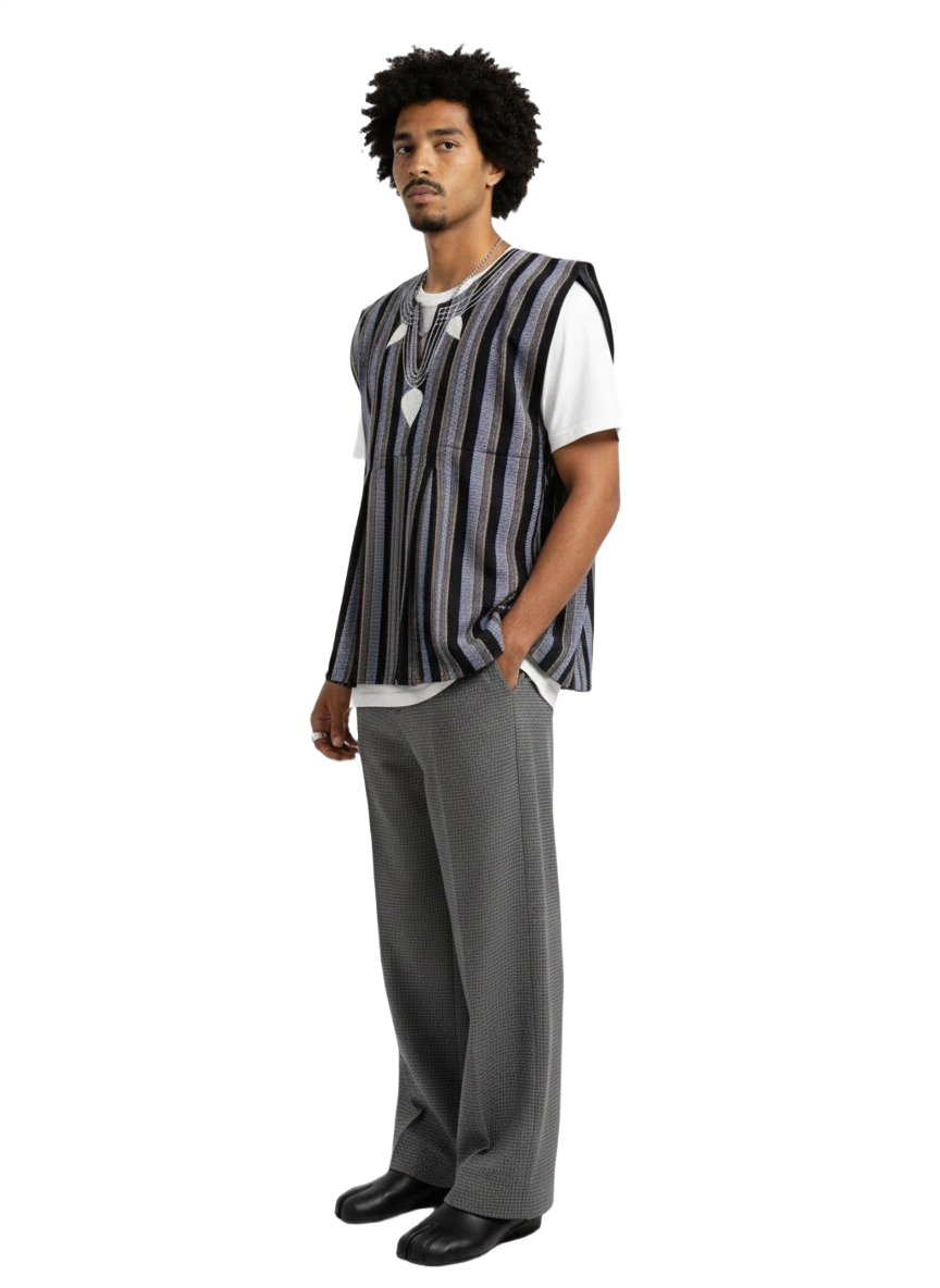 Light Blue & Navy Handwoven Batakari Fugu