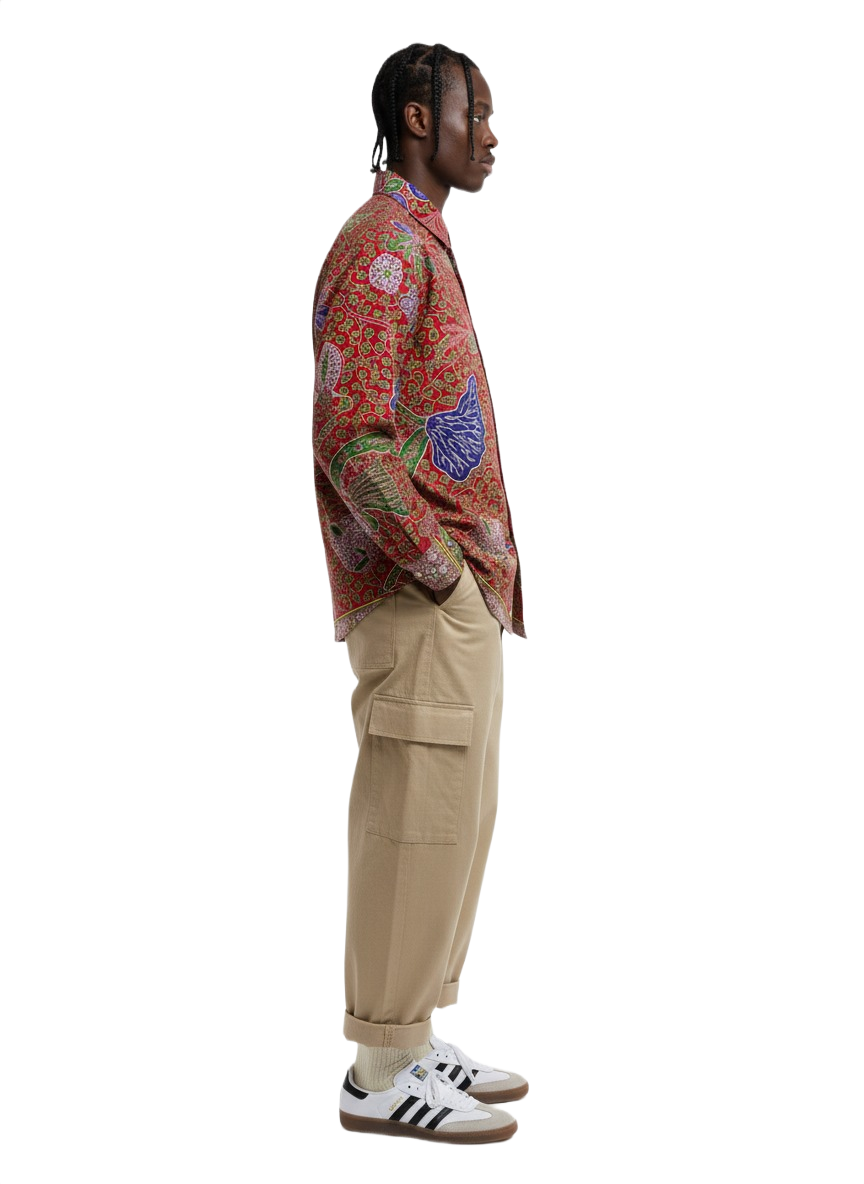 Chemise à manches longues Ankara à motif circulaire avec poche avant