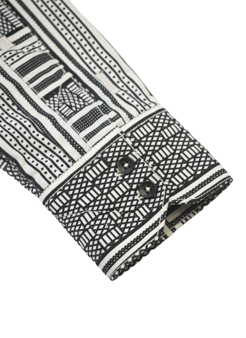 Striped Monochrome Black & White Ankara Shirt