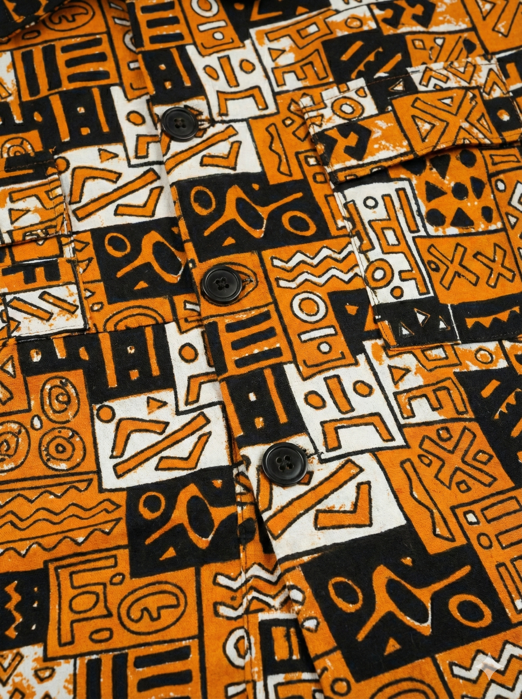 Akoma Burnt Orange & Black Ankara Print Padded Jacket