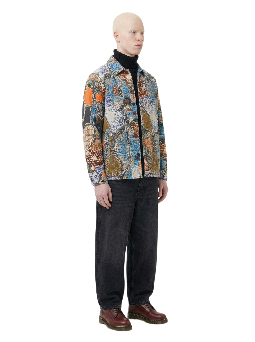 White, Blue & Neo Pink Patchwork Ankara Print Padded Jacket