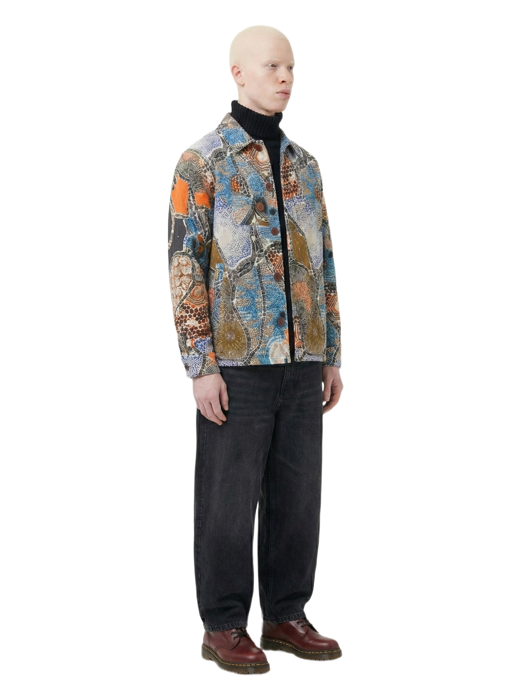 White, Blue & Neo Pink Patchwork Ankara Print Padded Jacket