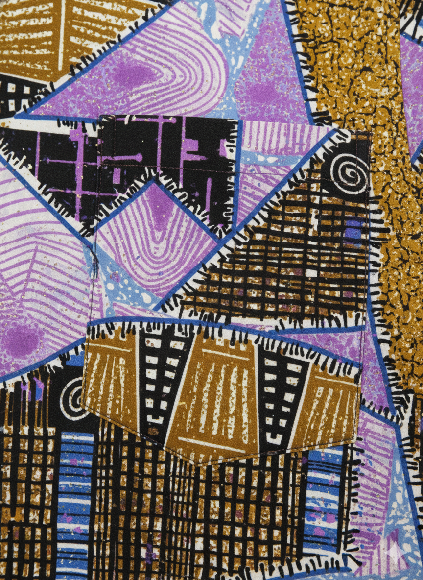 Patchwork Neo Pink & Gold Ankara Wax Print Long Sleeve Shirt