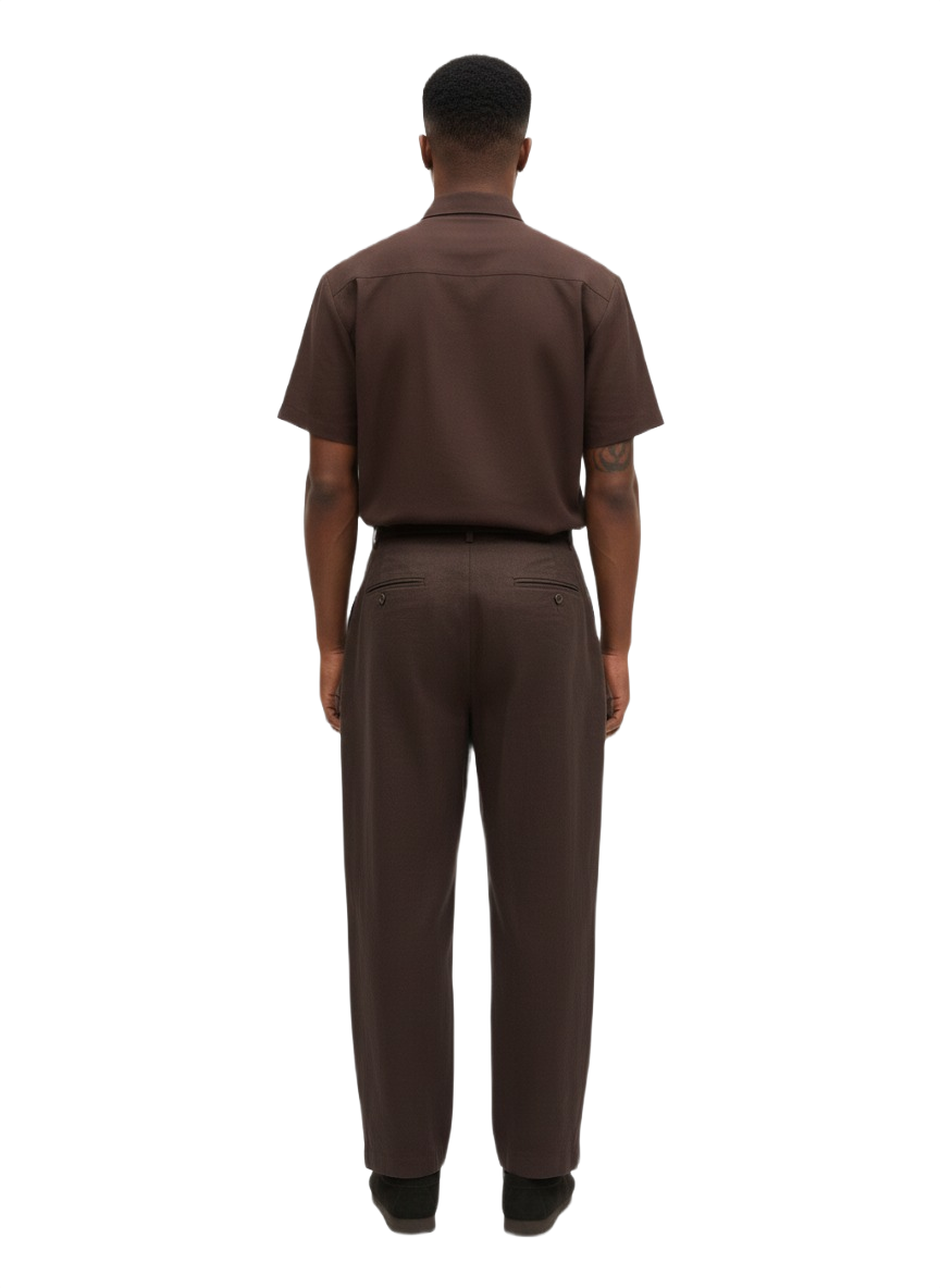 Combination Botanical Brown & Aqua Blue Wildroot Design Ankara Short Sleeve Shirt