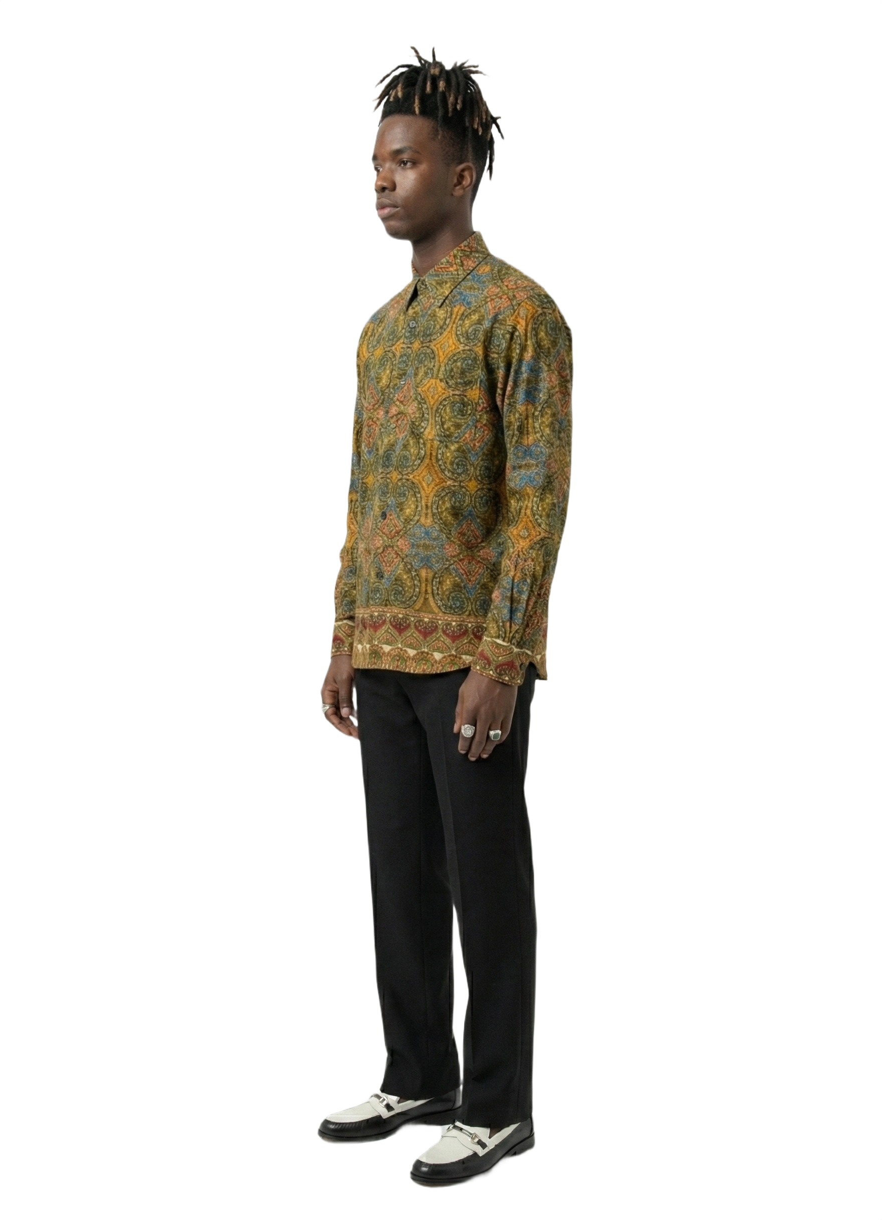 Osahene Regency Design Marigold Honey Pattern Wax Ankara Long Sleeve Shirt