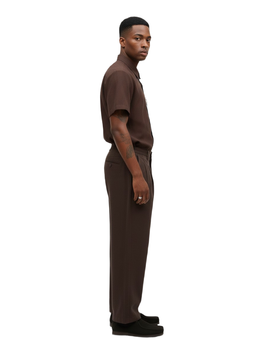 Combination Botanical Brown & Aqua Blue Wildroot Design Ankara Short Sleeve Shirt