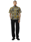 Eight '8' Asante Gold & Black Ankara Print Short Sleeve Shirt