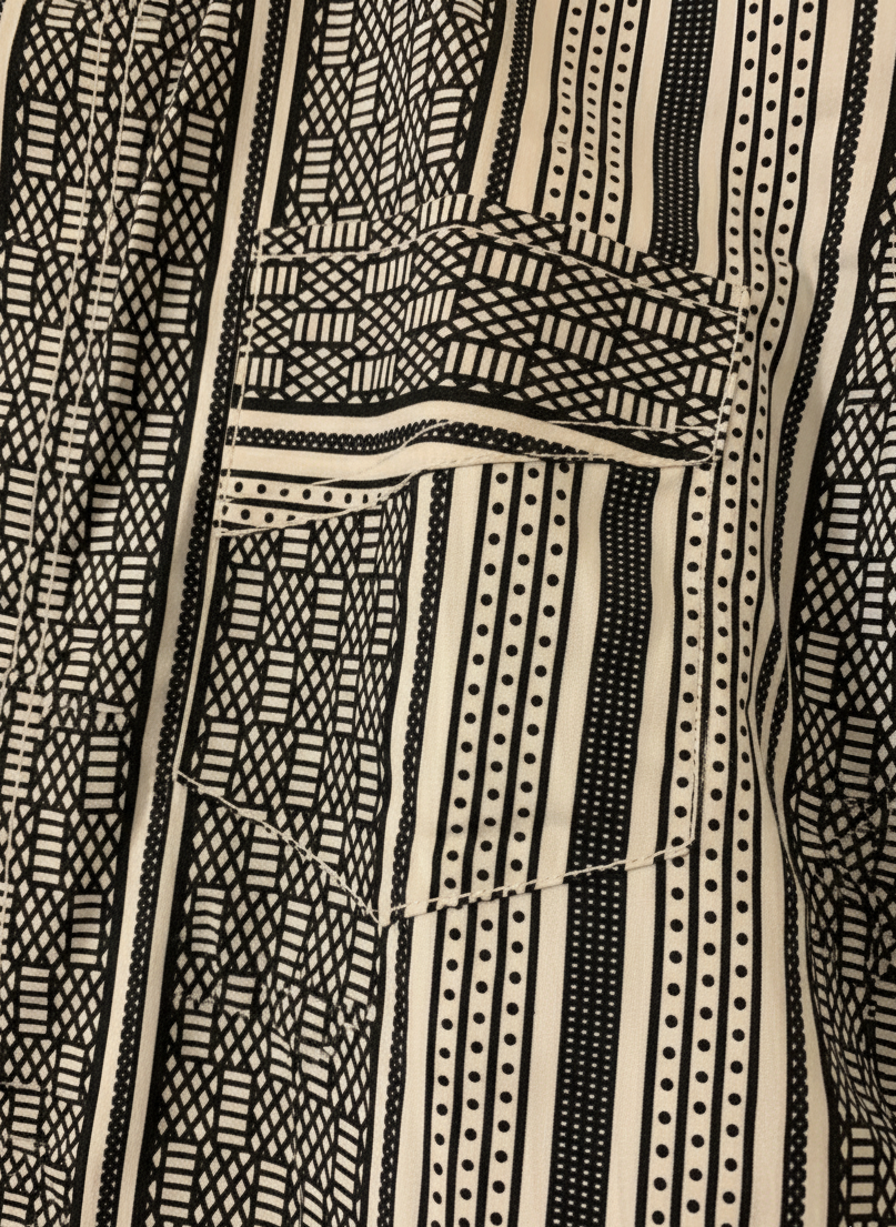 Striped Monochrome Black & White Ankara Shirt