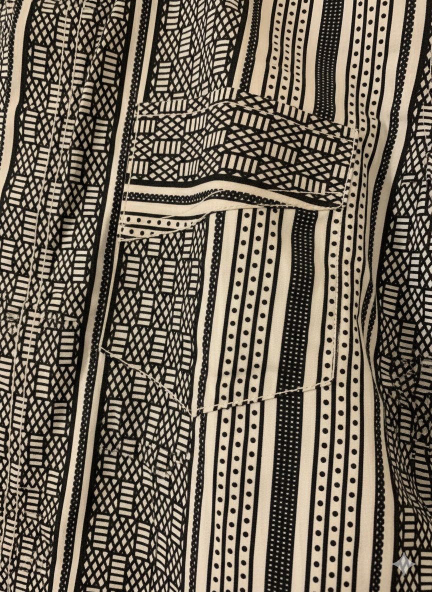 Double Cuffed Striped Monochrome Black & White Ankara Shirt