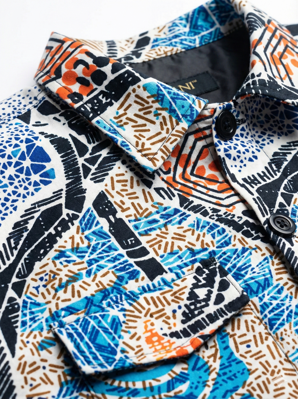 White, Blue & Neo Pink Patchwork Ankara Print Padded Jacket