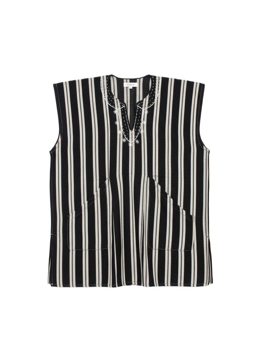 Black & Sand Brown Handwoven Fugu Batakari Smock