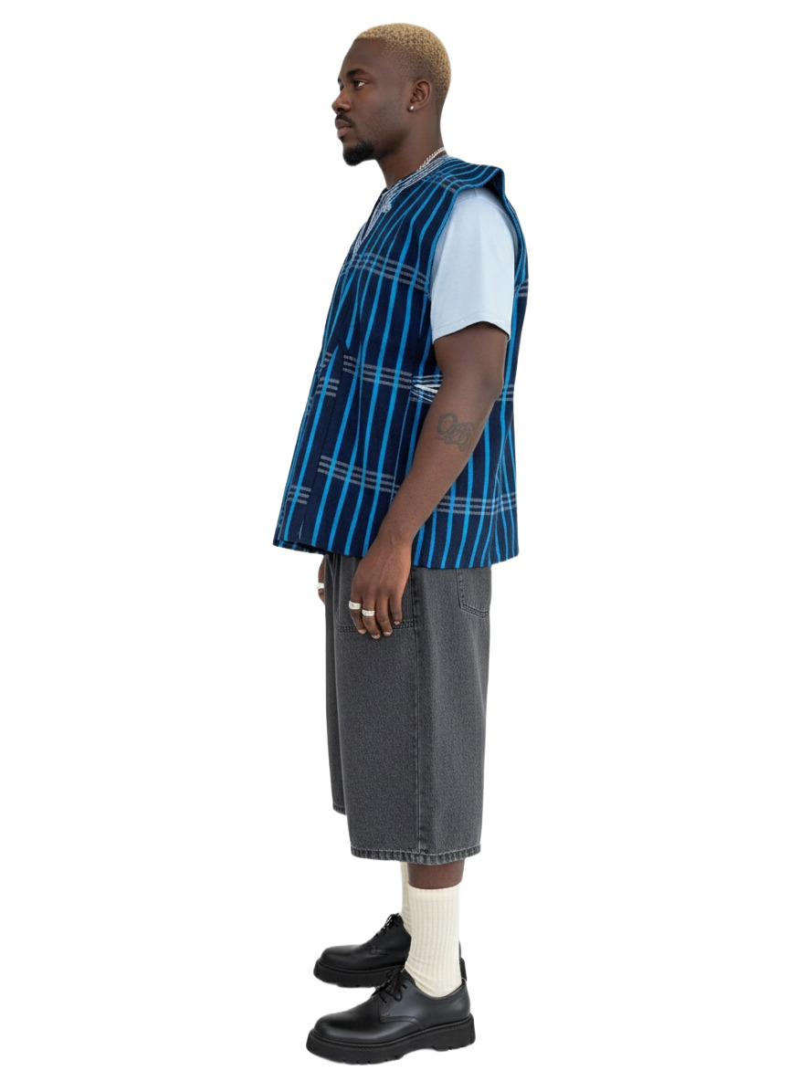 Double Blue Navy Handwoven Batakari Fugu