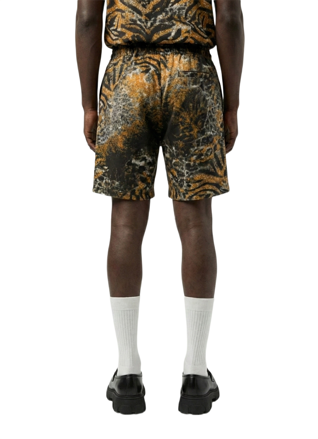 Fire Orange Tiger Print Silk Relaxed Shorts