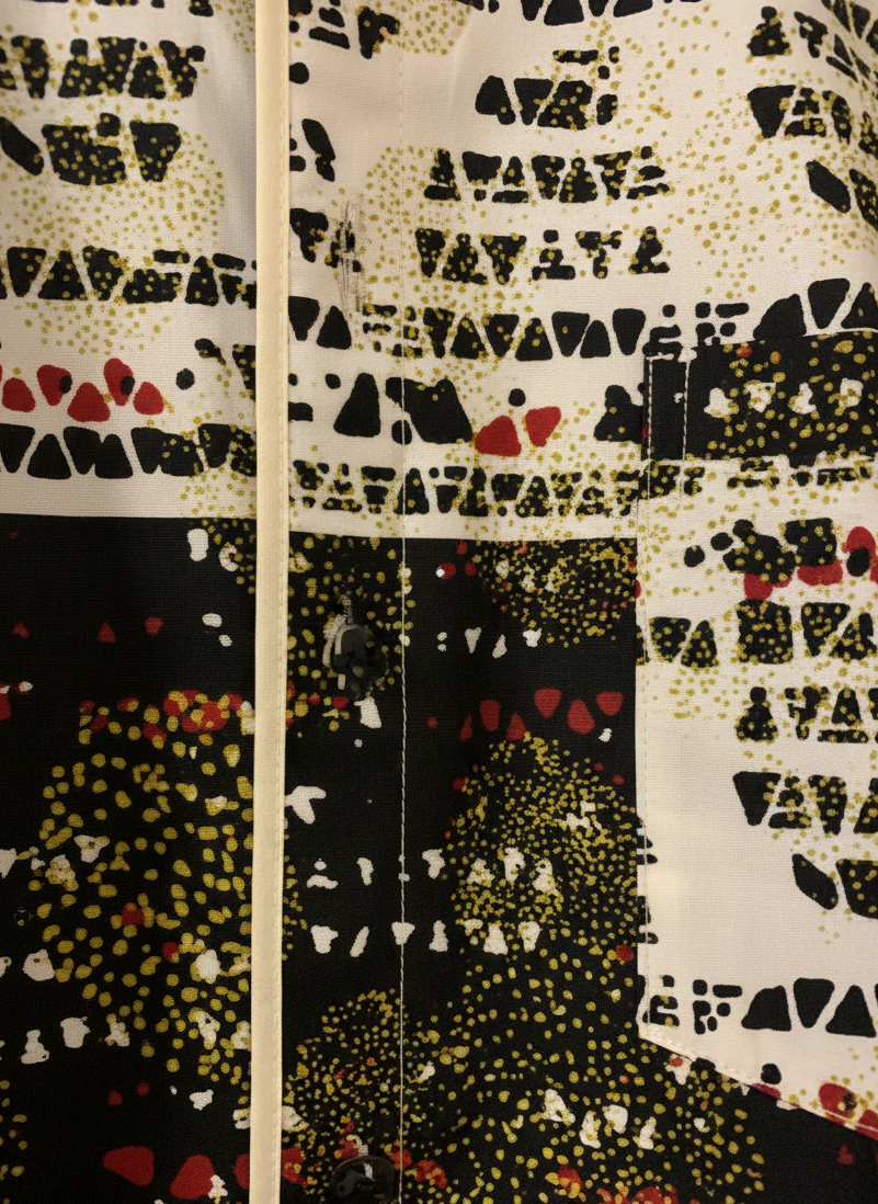 White Seamed Black and White Dotted Minimalist Wax Print Shirt