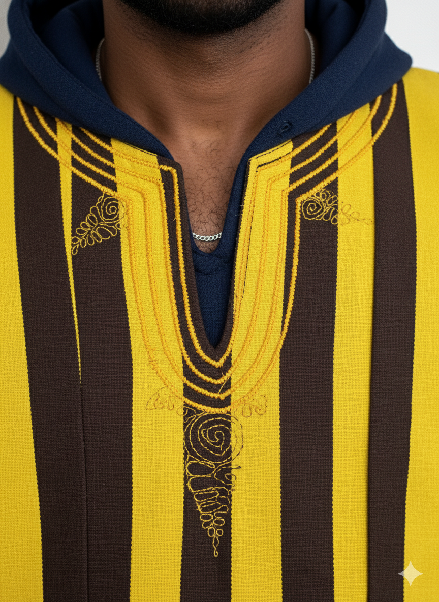 Bumble Bee Brown & Yellow Stripe Handwoven Batakari Fugu