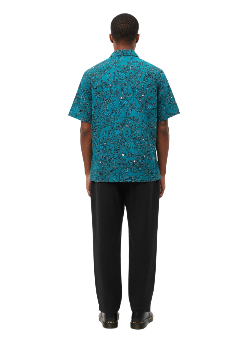 Emerald Green Design Ankara Wax Print Short Sleeve Shirt