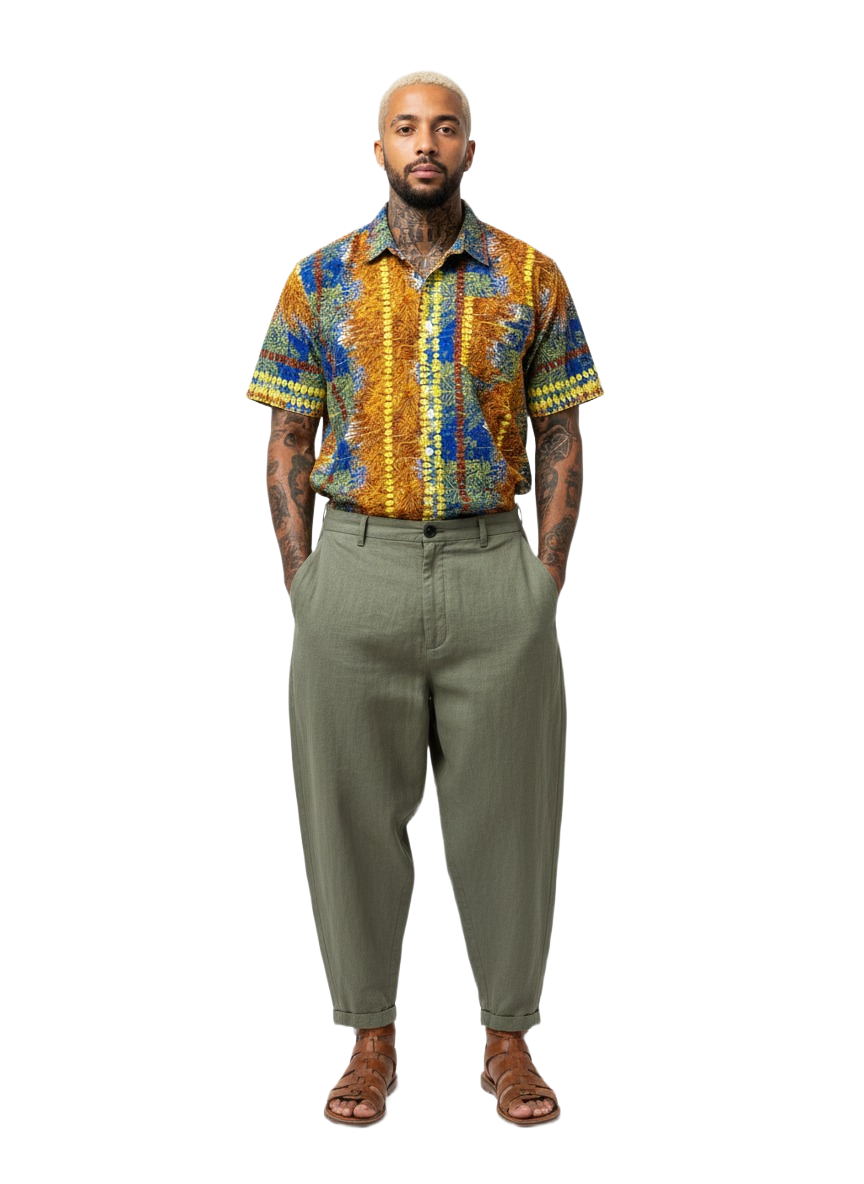 Burnt Orange, Blue & Yellow Color Palette Design Print Short Sleeve Shirt